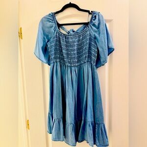 Magnolia Sky Blue Smocked Midi Dress
